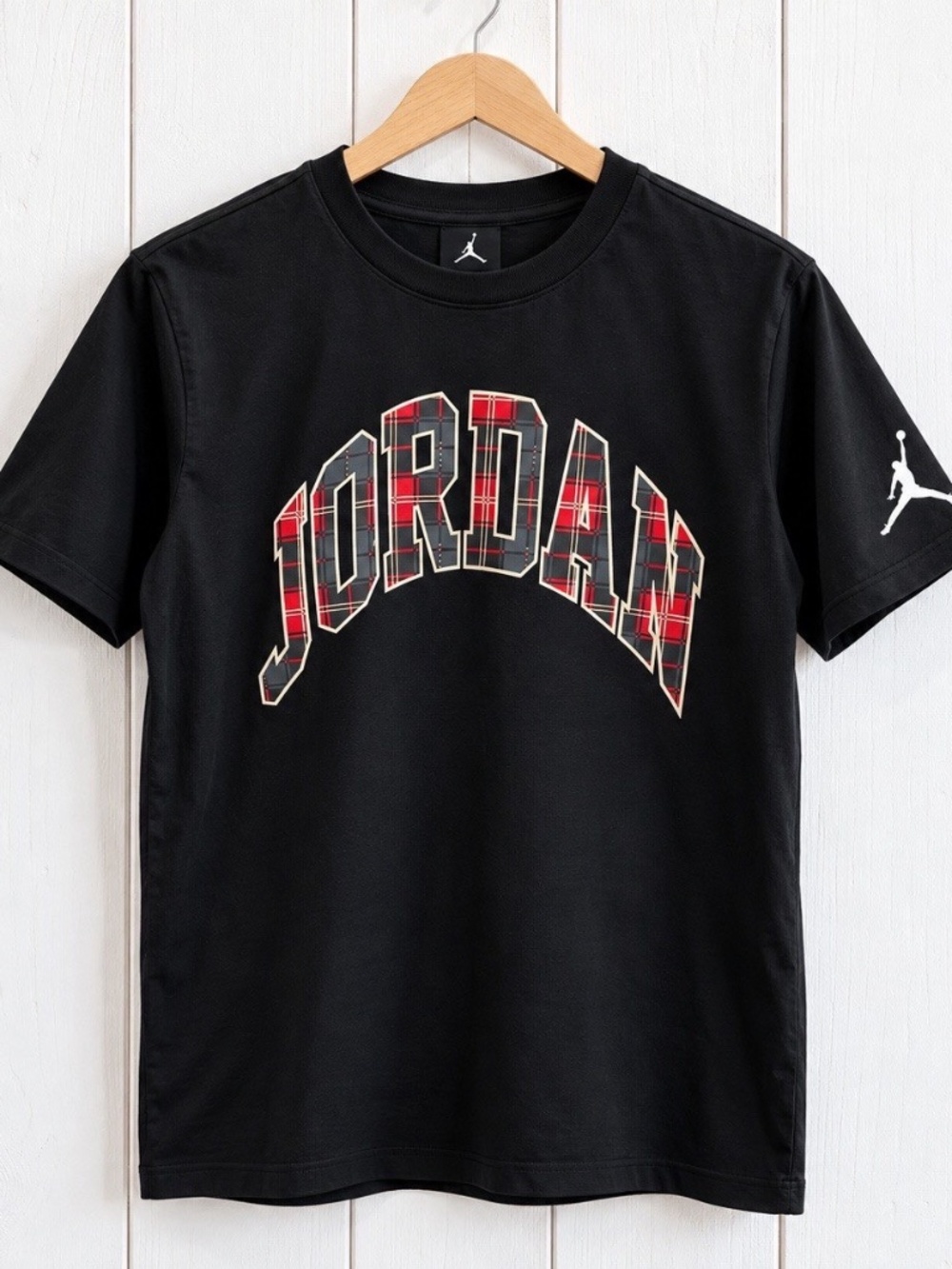 Air Jordan Black Checkered Logo Print t-shirt